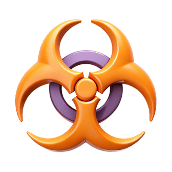 intense breathtaking Clean lines forming a stylized, scalable biohazard symbol. Flat color with Scalable Design. luxury png
