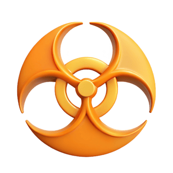 whimsical elegant Clean lines forming a stylized, scalable biohazard symbol. Flat color with Scalable Design. professional png