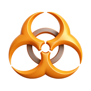 mesmerizing intense urban Clean lines forming a stylized, scalable biohazard symbol. Flat color with Scalable Design. flawless png