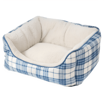 Soft fluffy pet bed for small dogs and cats, cozy pet resting place isolated on transparent background, comfortable animal cushion png