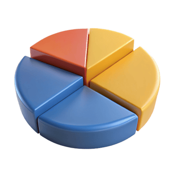 rare coastal Pie chart with distinct slices. Crisp edges, flat color, minimal design with Scalable Design. artisan png