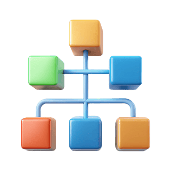 beautiful elegant Flowchart with four connected boxes, arrows, flat color with Scalable Design. crisp png