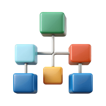 calm dramatic Flowchart with four connected boxes, arrows, flat color with Scalable Design. luxury png