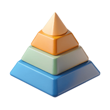 exquisite vintage Pyramid chart with three levels, geometric design, flat color with Scalable Design. crisp png