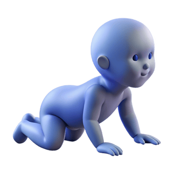 glorious bohemian Silhouette of a crawling baby. Clean lines, flat color, scalable design with professional png