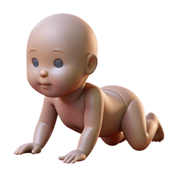fascinating celebrated Silhouette of a crawling baby. Clean lines, flat color, scalable design with png