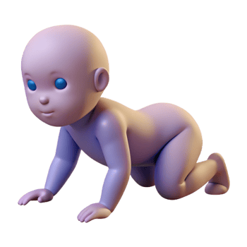 sumptuous timeless Silhouette of a crawling baby. Clean lines, flat color, scalable design with png