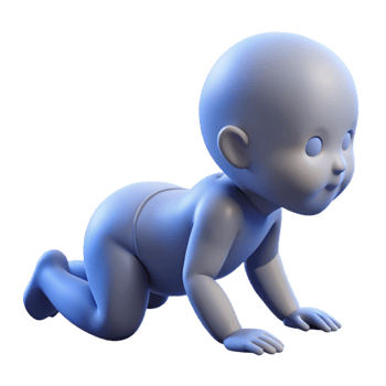 timeless baroque Silhouette of a crawling baby. Clean lines, flat color, scalable design with high quality png