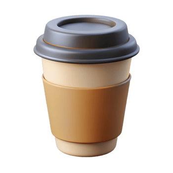 extraordinary mid-century Minimal coffee cup icon. Flat color, crisp edges, single-weight stroke with Scalable Design. sharp png