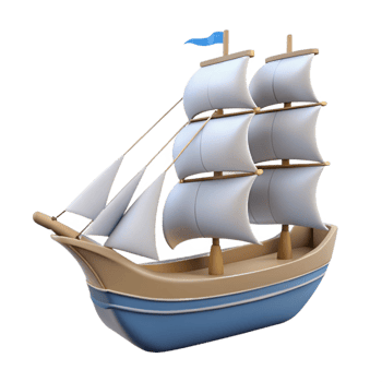 intense dramatic Silhouette of a sailing ship. Clean lines, flat color, with Scalable Design. detailed png