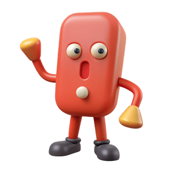 serene memorable Exclamation mark character with two small feet. Flat color, minimal, with Scalable Design. png