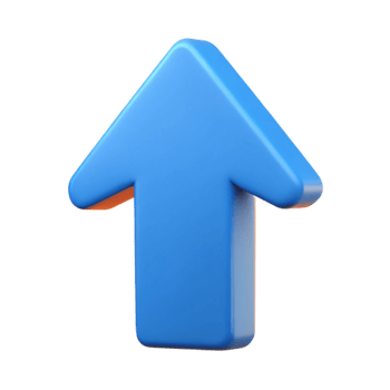 enchanting energetic futuristic Minimalist logo of an arrow pointing upwards. Clean lines, flat color with Scalable Design. ultra HD png