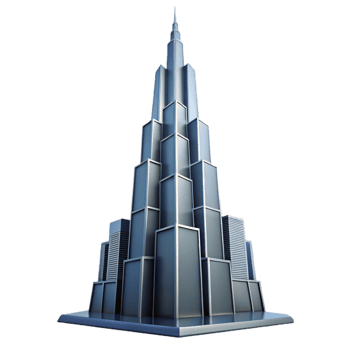 alluring surreal Geometric silhouette of a towering skyscraper. Clean lines, with Scalable Design. sharp png