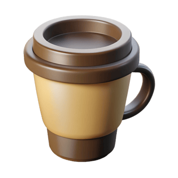 vibrant mid-century Clean lines silhouette of a coffee cup. Flat color, with Scalable Design. fine detail png