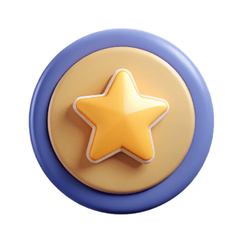 alluring notable Circular badge with a stylized star. Clean lines, flat color, crisp edges with Scalable Design. png