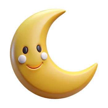alluring remarkable Smiling crescent moon character with pointy tips. Flat color, crisp edges with Scalable Design. png