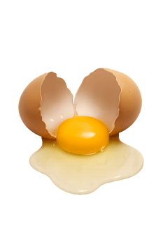 Spilled egg yolk on transparent background culinary art kitchen setting close-up view visual impact png