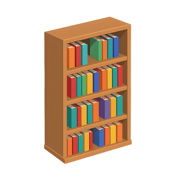 Colorful books on a transparent background of a wooden bookshelf in a bright room png