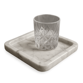 Elegant Marble Tray with Glass Cup for Simple Table Setting png