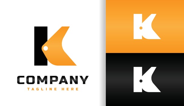 INITIAL LETTER K WITH BULLDOZER SCOOP LOGO vector