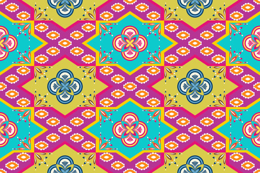 Colorful geometric ethnic textile pattern. Geometric floral pattern. vector