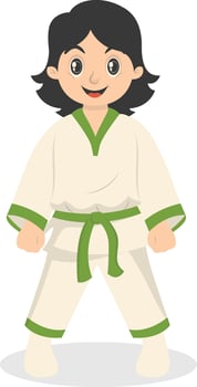 Taekwondo Girl Character with Cartoon Design vector