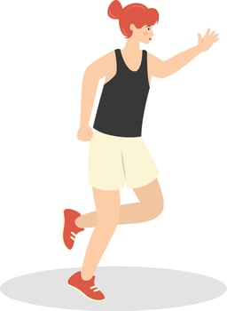Young Woman Jogging Illustration in Flat Design. vector