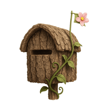 Enchanted Fairy Mailbox Design with Wood and Flower Elements png
