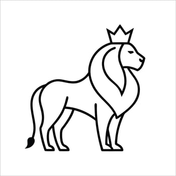 Stylized lion with crown in sleek continuous line art design conveying royalty power and grace excellent for strong identity visuals or modern wall art vector