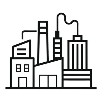 Industrial plant in continuous line art drawing, offering a modern and artistic representation of an industrial complex in continuous lines vector