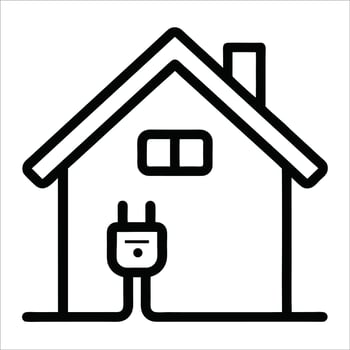 minimalist house electrification icon illustrating power connected home smart energy system modern electricity flow and utility concept in simple line art style vector