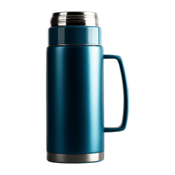 Blue thermos studio product view png