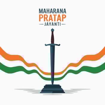 Maharana Pratap Jayanti Sword Illustration with Indian Flag Colors vector