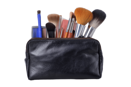 Makeup brush set beauty bag close-up png