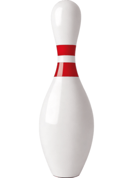 Single White Bowling Pin with Red Stripe png