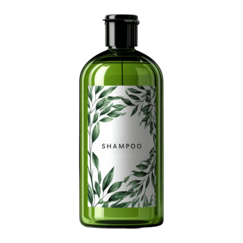 Natural shampoo design studio with greenery png