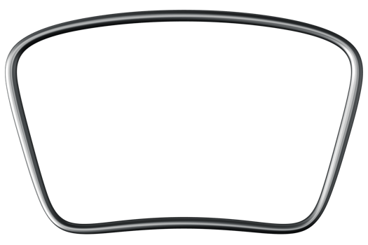 Chrome rectangular frame, isolated on transparent background, features smooth metallic borders and an open center, ideal for showcasing text or decorative elements in minimalistic settings. png