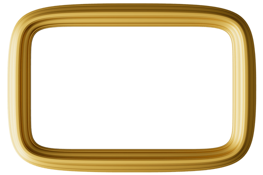 This golden rectangular frame features a distinct metallic border and a 3D rendering effect, creating a beautiful focal point that highlights the empty space for personalized content or design png