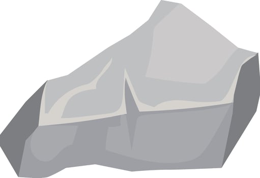 Cartoon gray rock resting on a clean white background, offering a simple yet impactful visual element. The design highlights the rock's unique texture and solid form vector