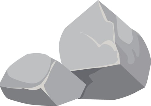 Two gray rocks resting on a white background, embodying stability, firmness, and strength while highlighting the natural beauty of solid geological elements in a minimalist setting vector