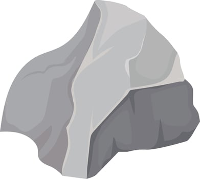 Gray cartoon rock featuring a sharp edge pointing upward, isolated against a white background, symbolizing elements of geology, mining, and natural resource exploration vector