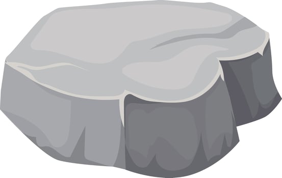 Cartoon illustration of a gray rock floating in the empty space, isolated on a white background, with smooth flat top surface and irregular bottom vector