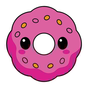 Kawaii pink donut vector
