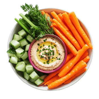 Fresh Vegetable Platter with Hummus png