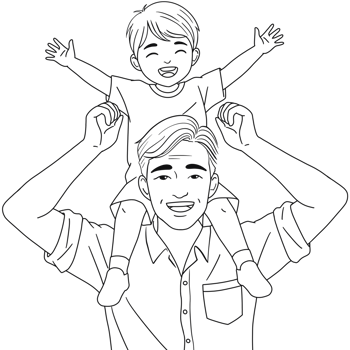 Illustration of Father and Son Playing png