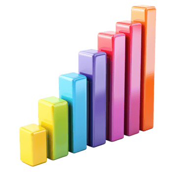 Colorful block chart showing progressive growth in a business context, Transparent Background png