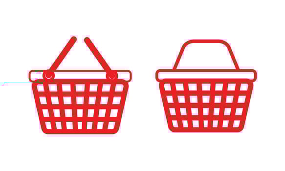 Shop basket icon. red picnic basket icon, picnic basket line art - simple line art of picnic basket, perfect for picnic basket logos and icons. vector