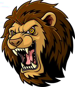 Angry Roaring Lion Head Illustration With Fierce Expression And Sharp Teeth vector