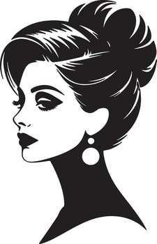 Elegant Woman Silhouette With Stylish Hairstyle And Earrings Illustration vector