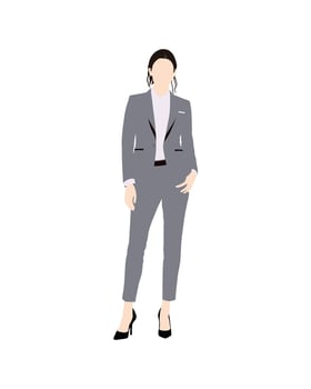 Flat art people and illustration, woman in grey suit business attire vector